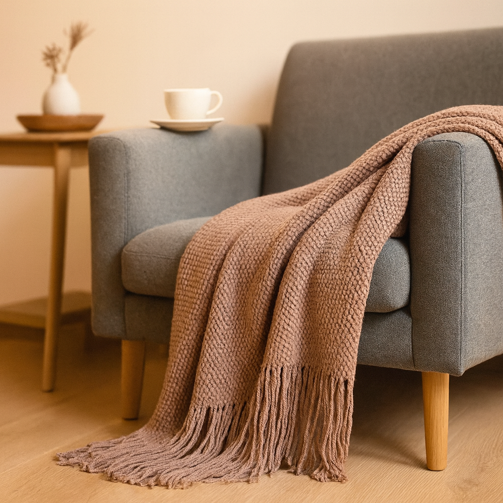 タッソラ | タッセル付きバブル柄スローブランケット