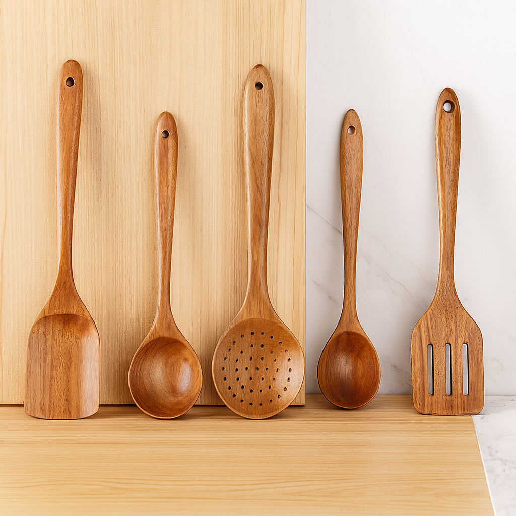 Tevara | 5-Piece Teak Kitchen Utensil Set