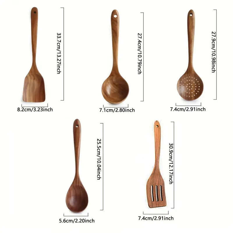 Tevara | 5-Piece Teak Kitchen Utensil Set