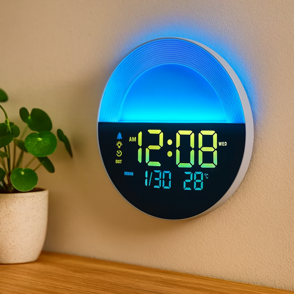 Timelux | Large digital LED wall clock with date and temperature display