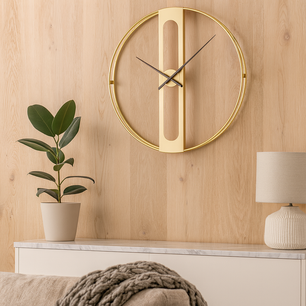 Valen | Modern Wall Clock in Black and Gold