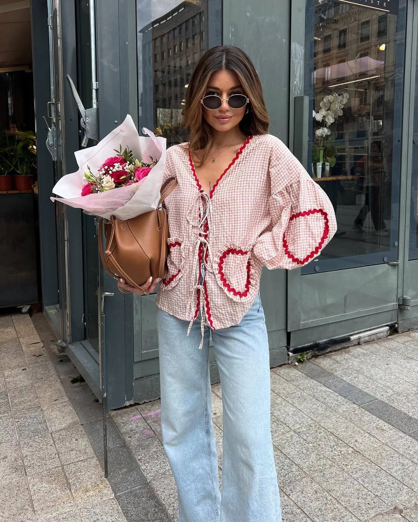 マルガ - 女性用ハートポケット付きルーズシャツ