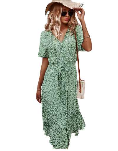 Marina - Floral Print Summer Midi Dress