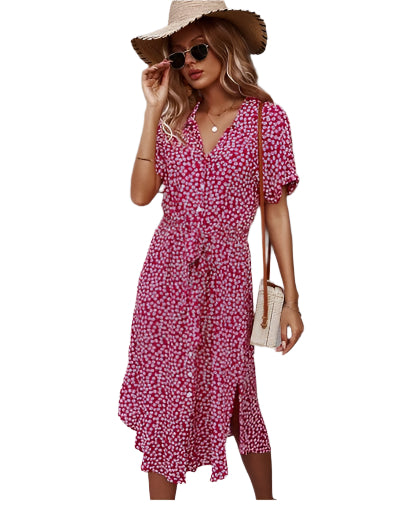 Marina - Floral Print Summer Midi Dress
