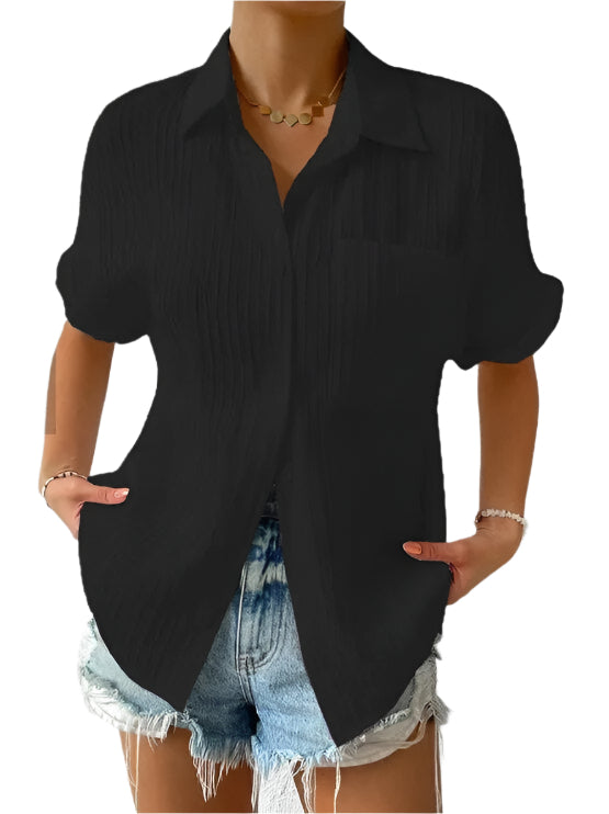 Gabriella - Casual pleated collared shirt