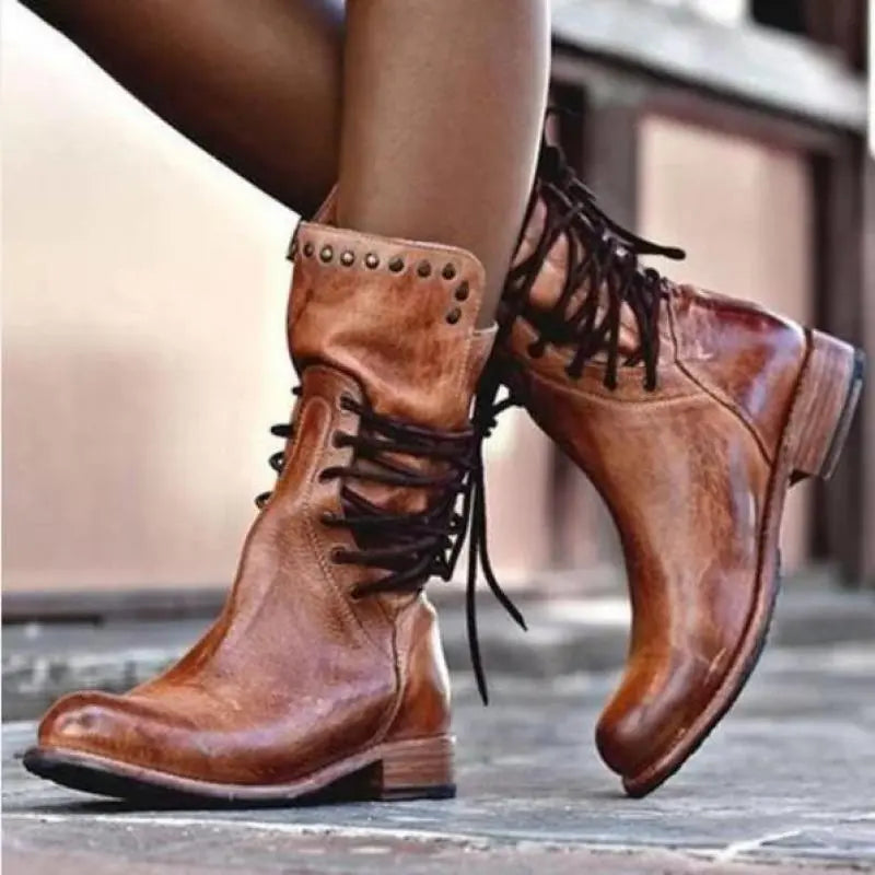 Yuka - Vintage PU Leather Women's Boots