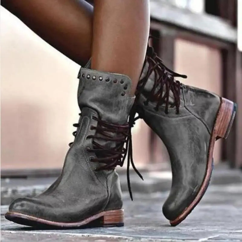 Yuka - Vintage PU Leather Women's Boots