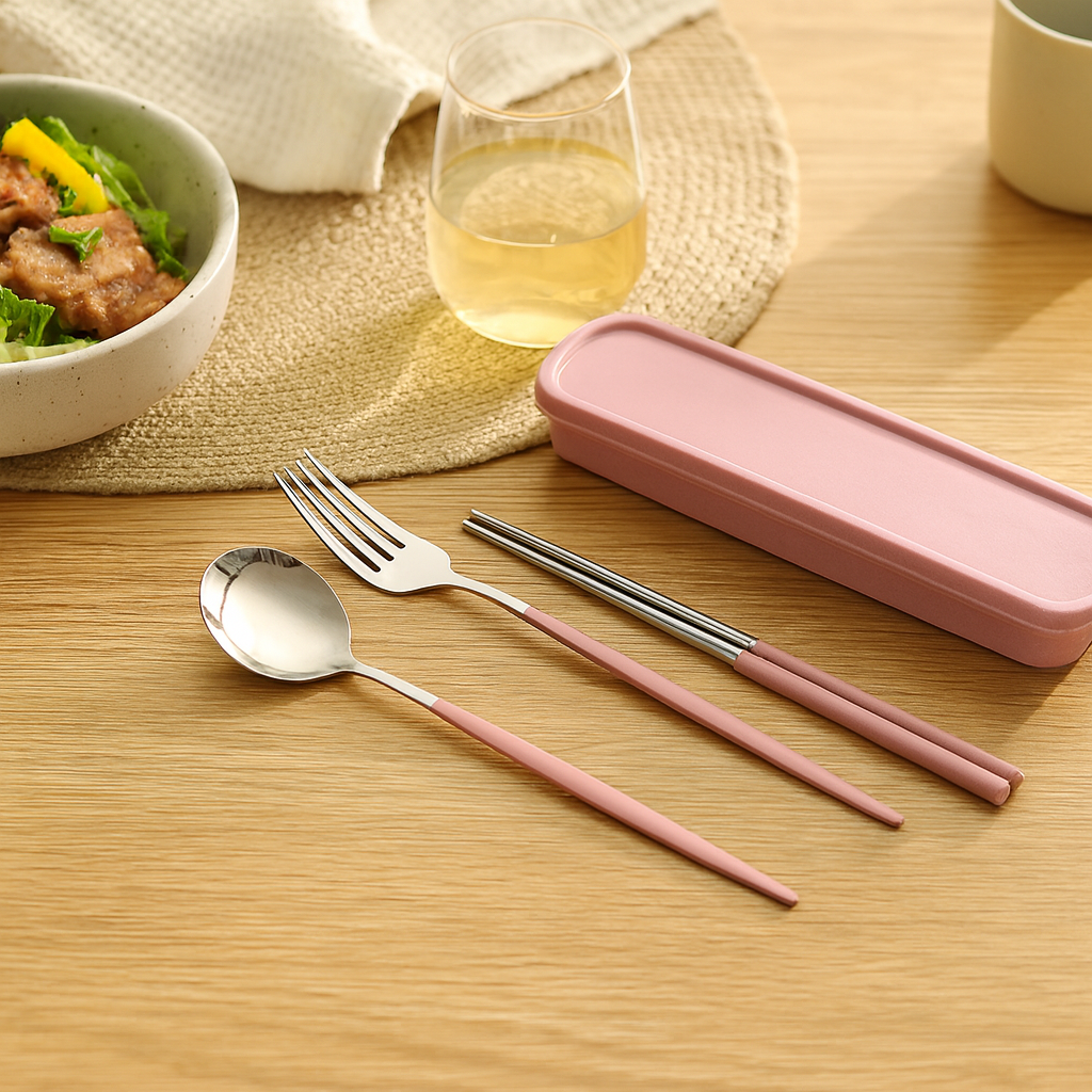 Zeyola | 4-Piece Stainless Steel Travel Cutlery and Chopsticks Set