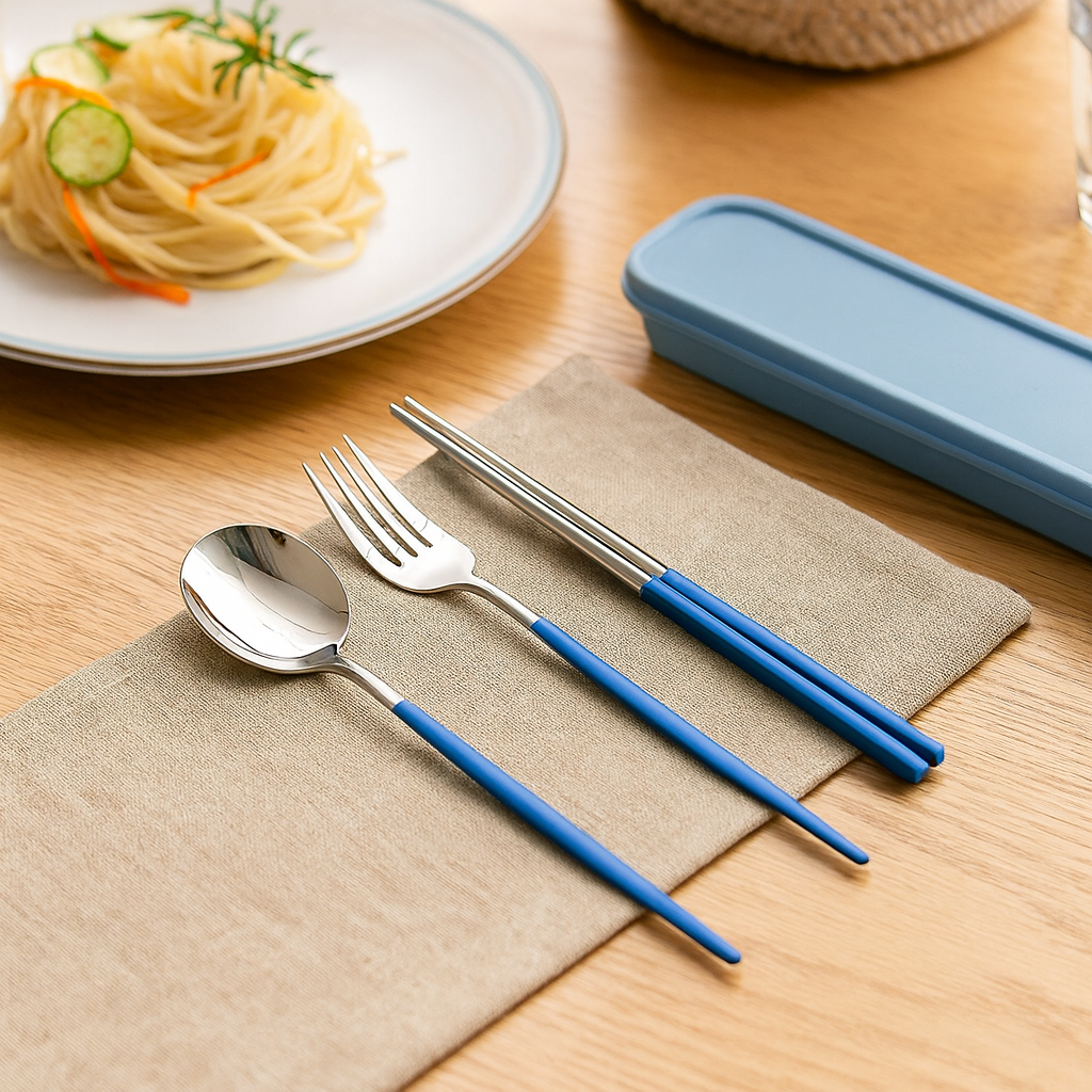 Zeyola | 4-Piece Stainless Steel Travel Cutlery and Chopsticks Set