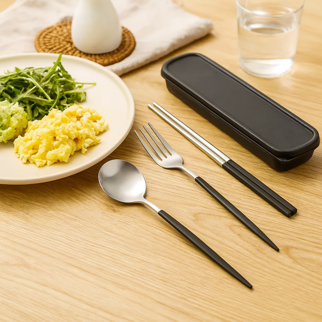 Zeyola | 4-Piece Stainless Steel Travel Cutlery and Chopsticks Set