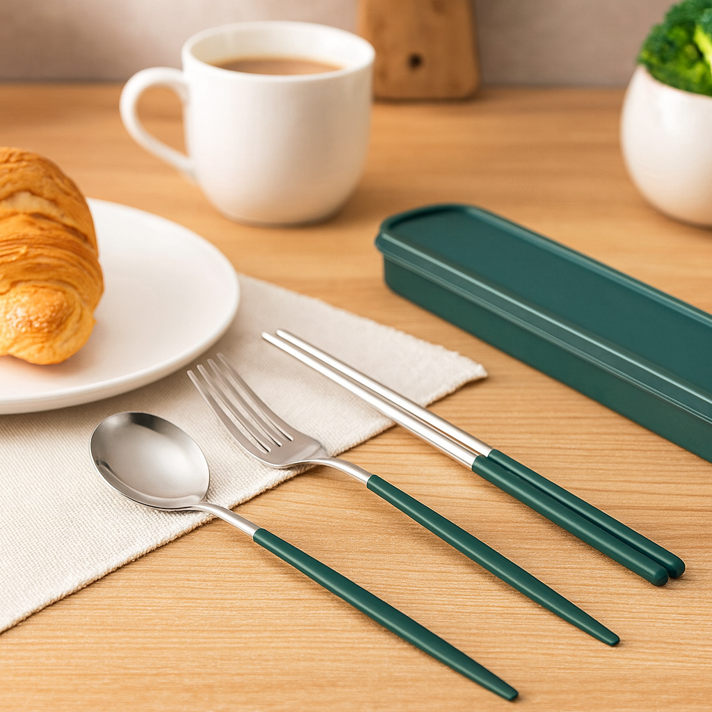 Zeyola | 4-Piece Stainless Steel Travel Cutlery and Chopsticks Set