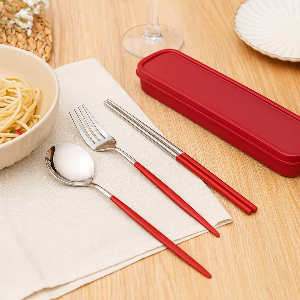 Zeyola | 4-Piece Stainless Steel Travel Cutlery and Chopsticks Set