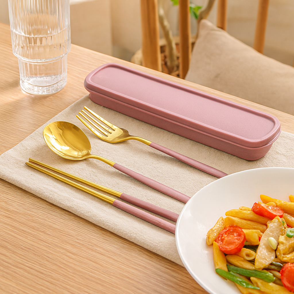 Zeyola | 4-Piece Stainless Steel Travel Cutlery and Chopsticks Set