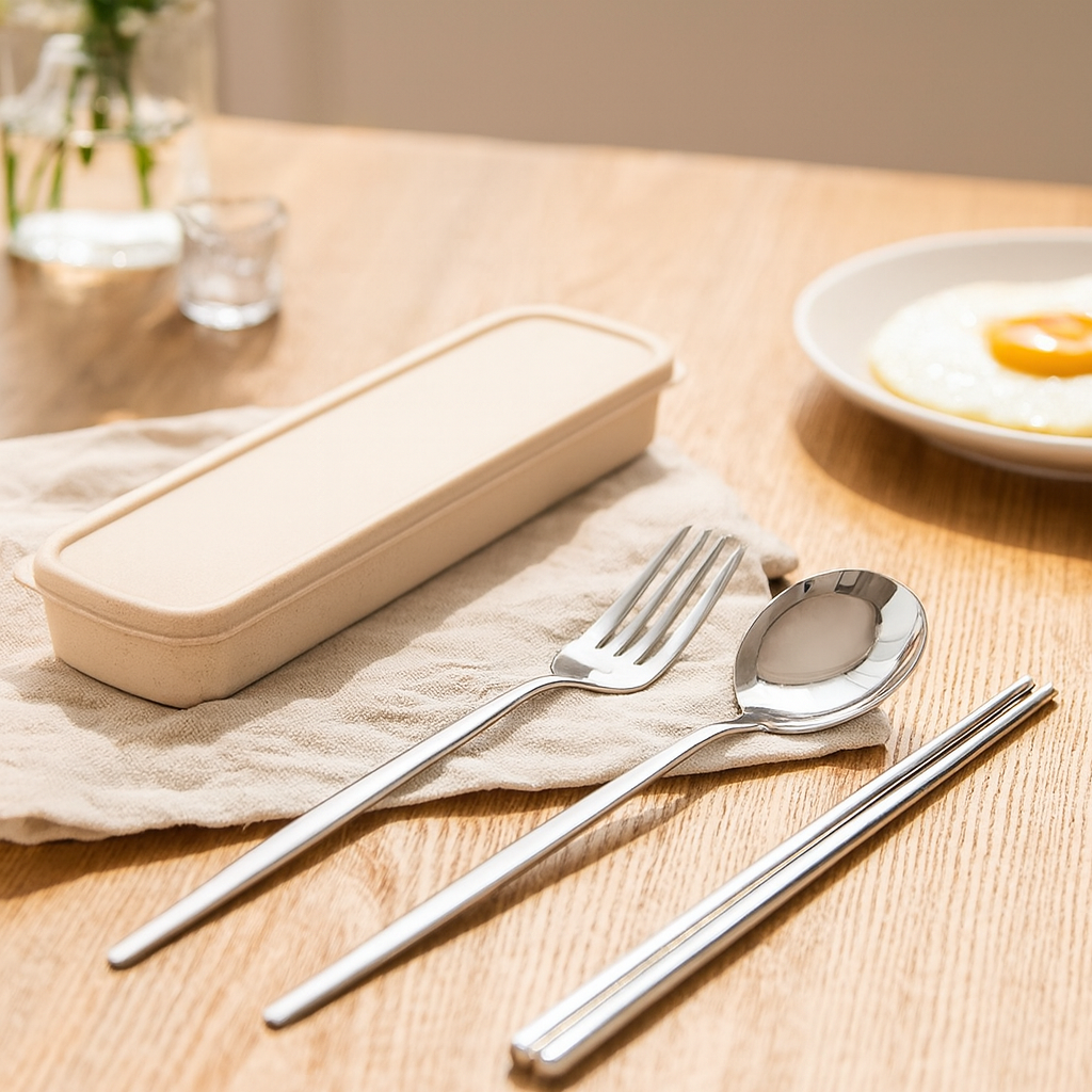 Zeyola | 4-Piece Stainless Steel Travel Cutlery and Chopsticks Set