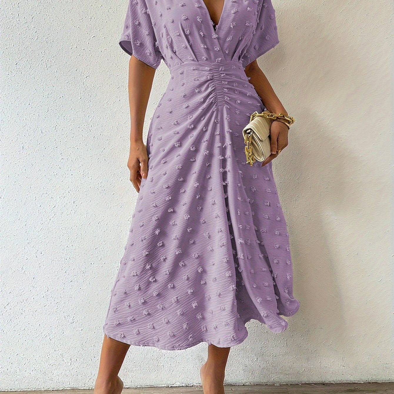 Selma - Comfortable V-neck pleated midi dress