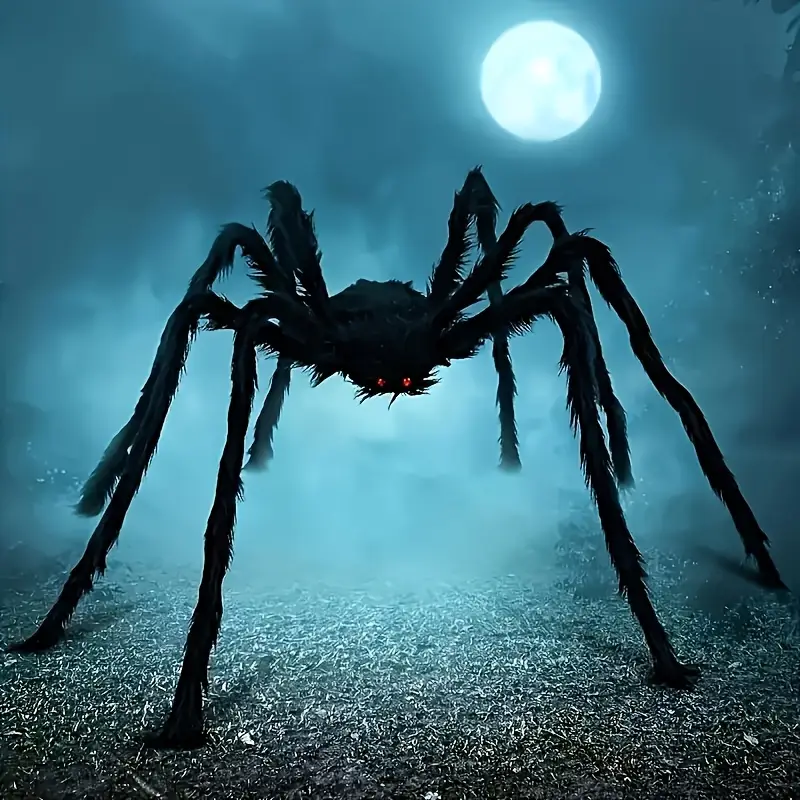 Giant Dark Crawl Spider, 150cm – Black Halloween Decoration for Home and Garden