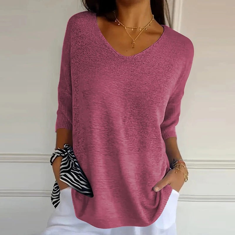 アヴァ- リラックスフィット Vネック ハーフスリーブ トップス