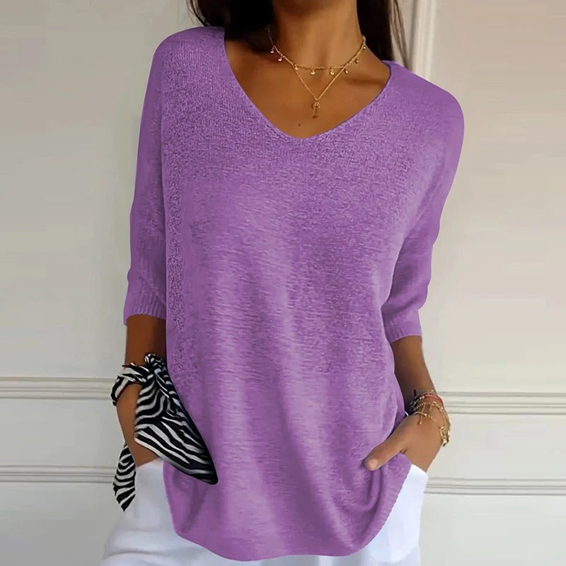 アヴァ- リラックスフィット Vネック ハーフスリーブ トップス