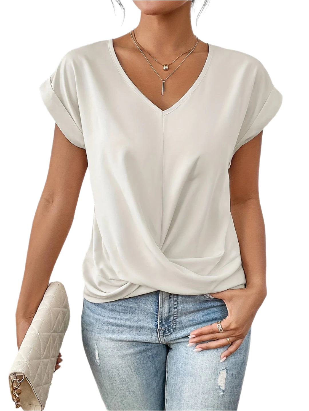 タミー - カジュアルVネックTシャツ