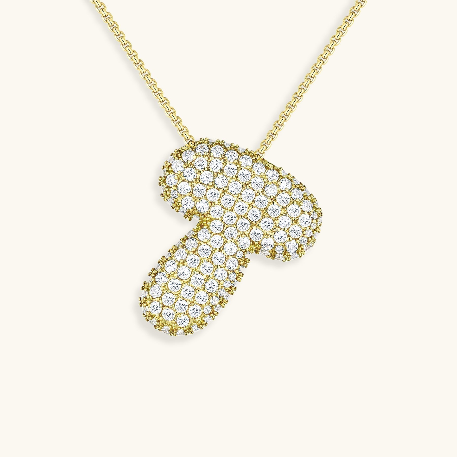 Diamond Patterned Luna Bubble Initial Necklace - Personalized Mother's Day Gift