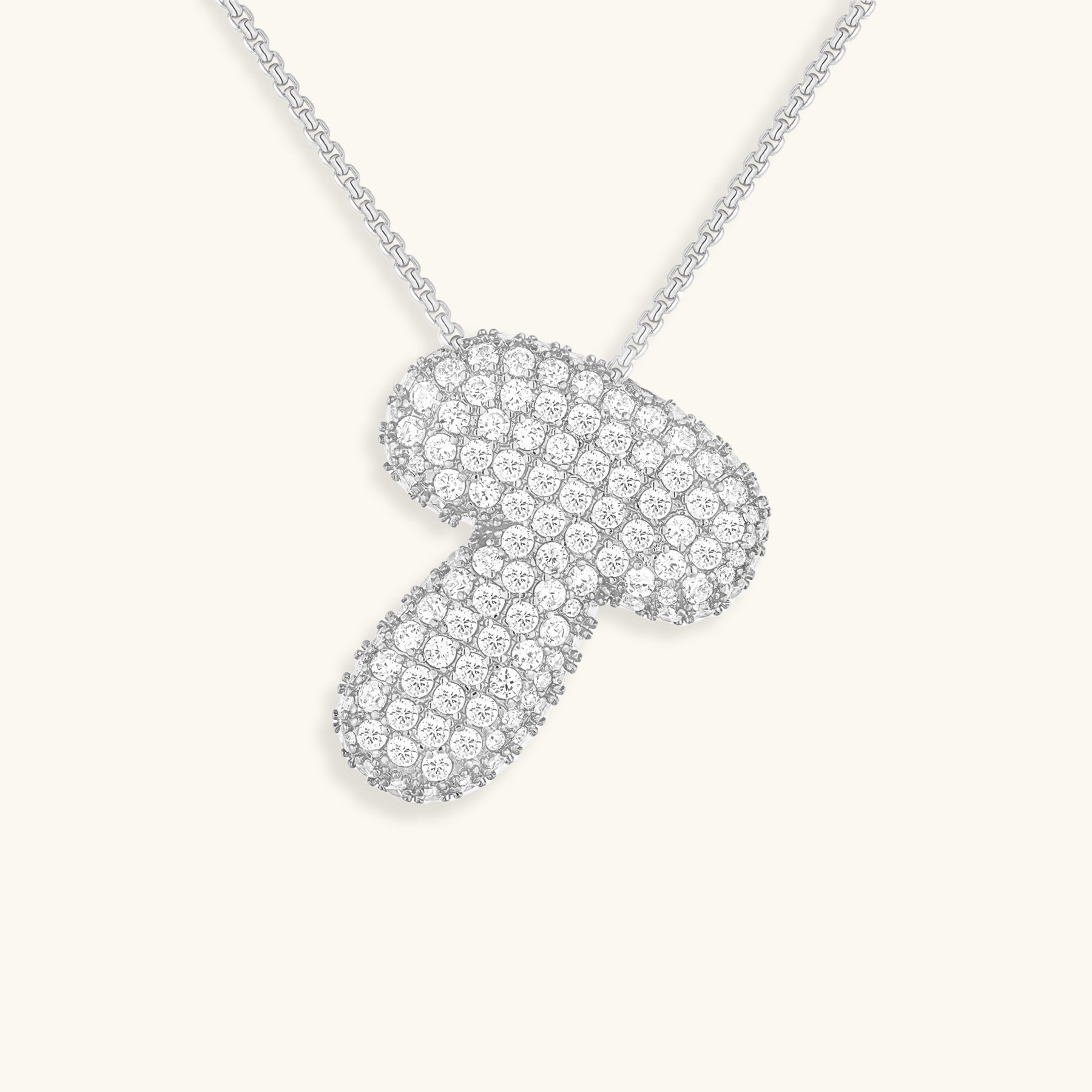 Diamond Patterned Luna Bubble Initial Necklace - Personalized Mother's Day Gift