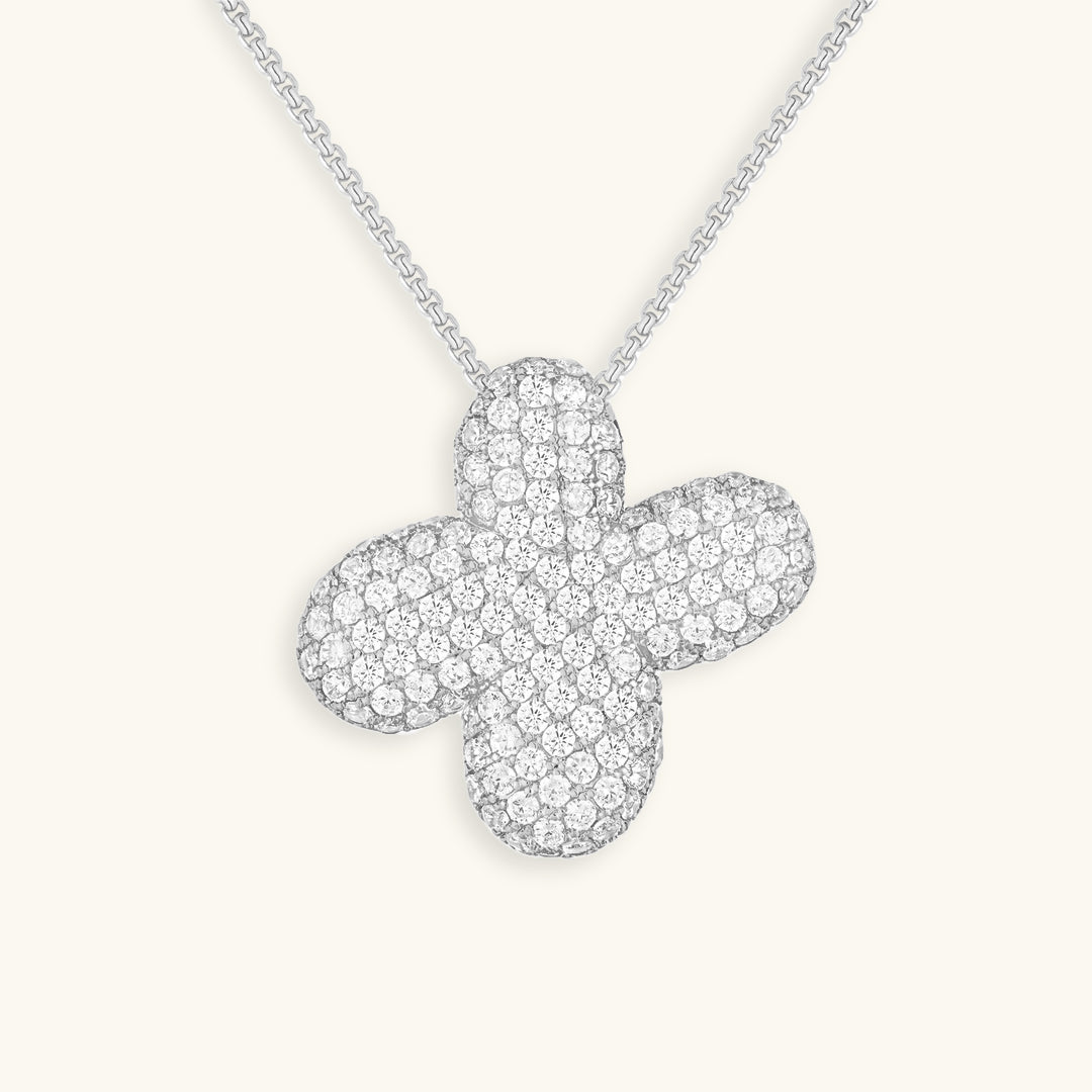 Diamond Patterned Luna Bubble Initial Necklace - Personalized Mother's Day Gift