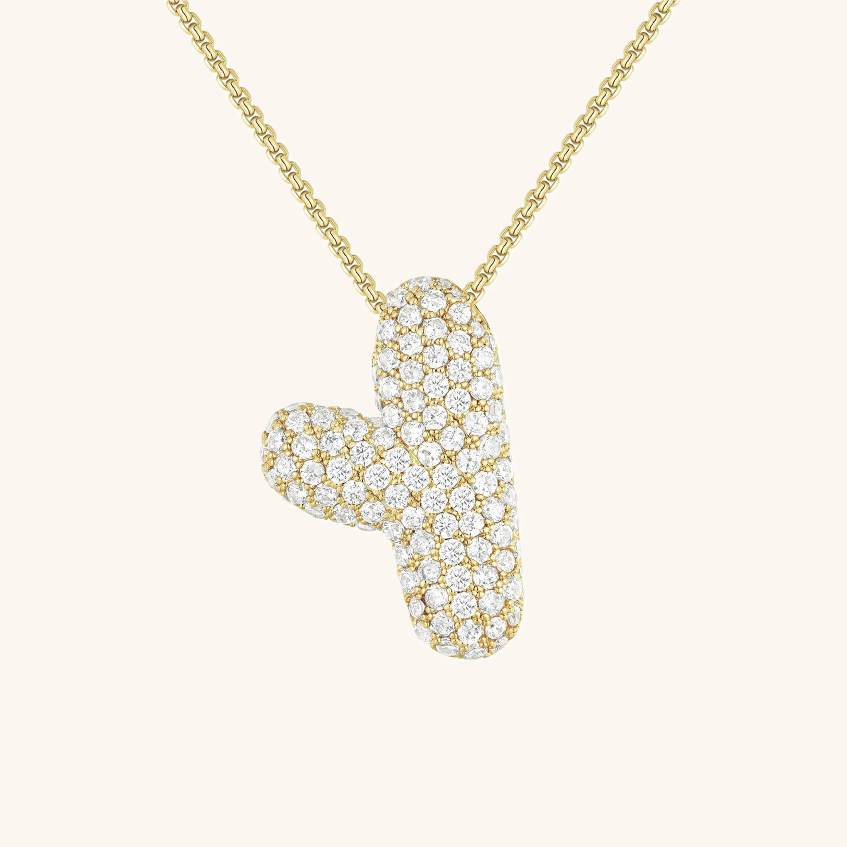 Diamond Patterned Luna Bubble Initial Necklace - Personalized Mother's Day Gift