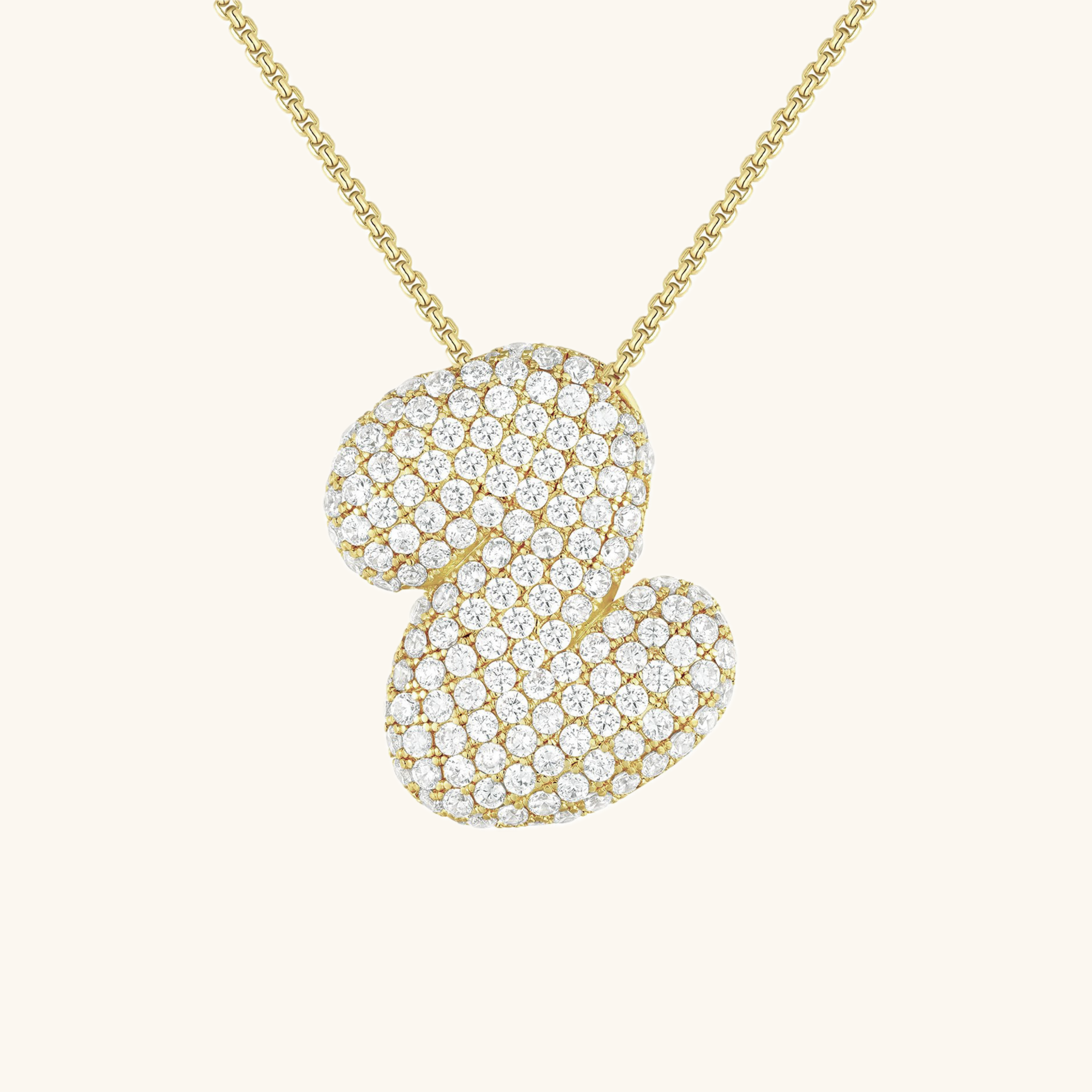 Diamond Patterned Luna Bubble Initial Necklace - Personalized Mother's Day Gift