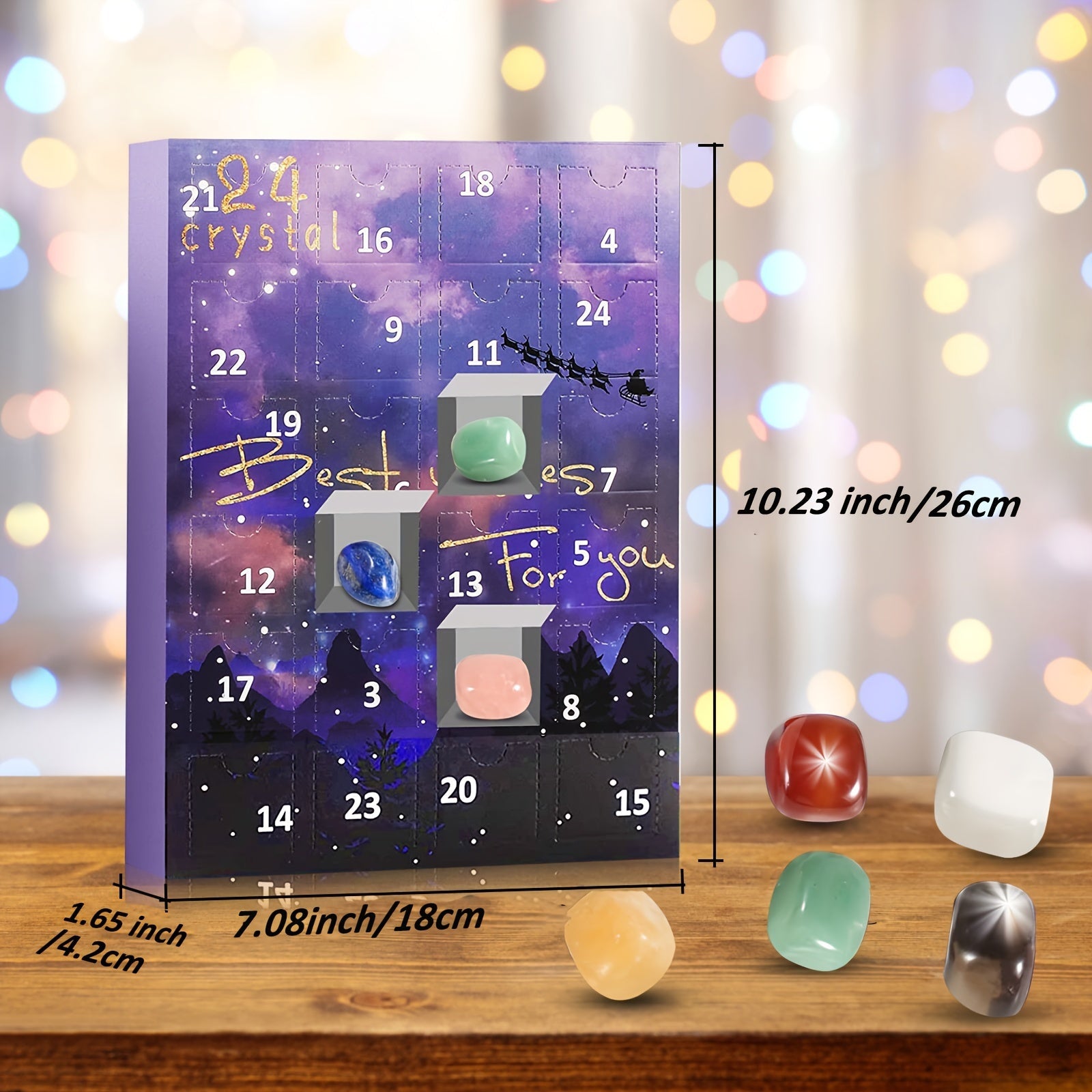 1 Christmas Gemstone Advent Calendar with 24 Natural Quartz Crystals
