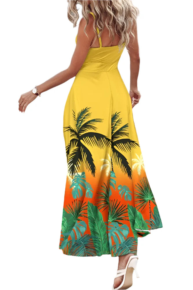 Ellie - Casual Print Long Spaghetti Strap Dress