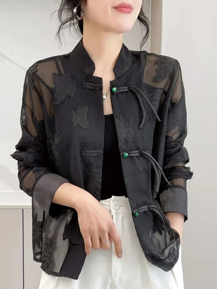 Frida - Floral See-Through Long Sleeve Shirt