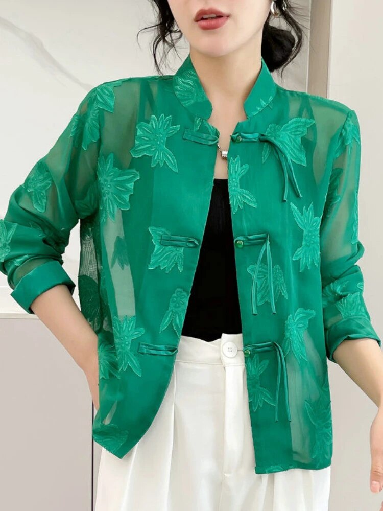 Frida - Floral See-Through Long Sleeve Shirt