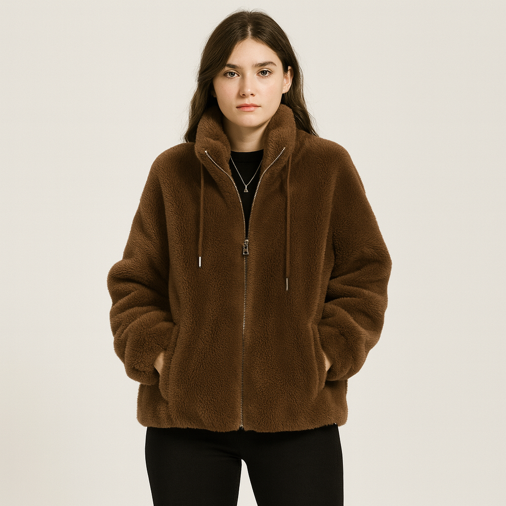 Courtney | Red plush faux fur jacket