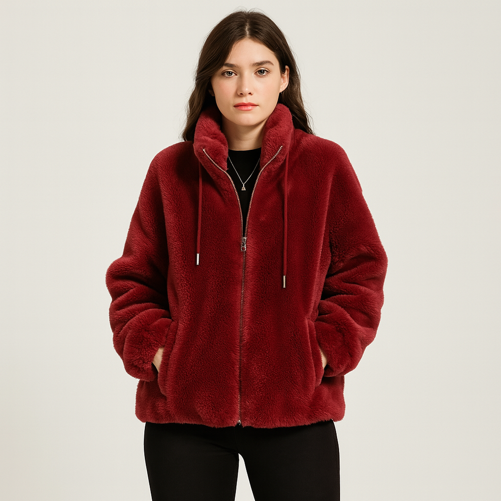 Courtney | Red plush faux fur jacket