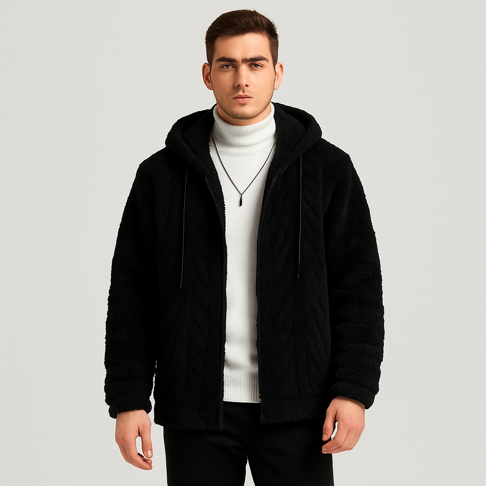 Calm | Men's Plain Hooded Fleece Jacket