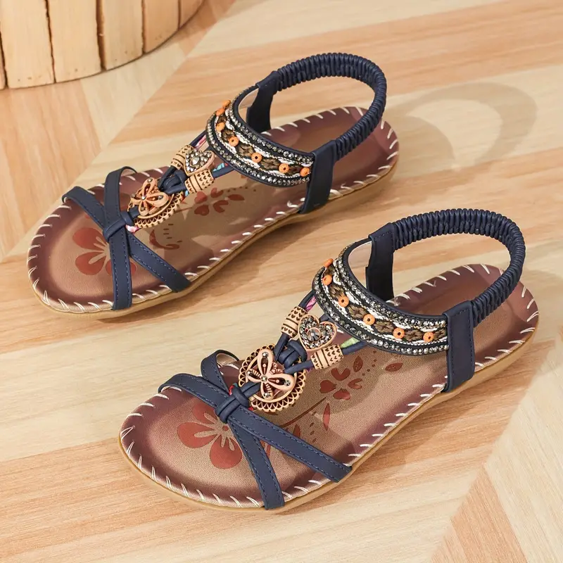 Akira boho-style open-toe elastic strap sandals