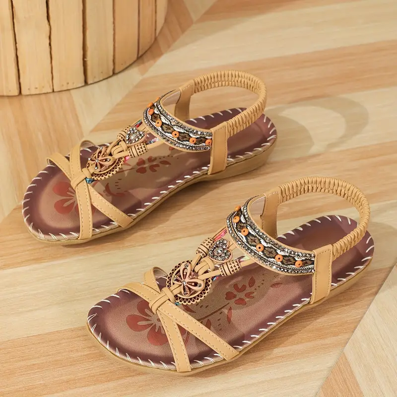 Akira boho-style open-toe elastic strap sandals