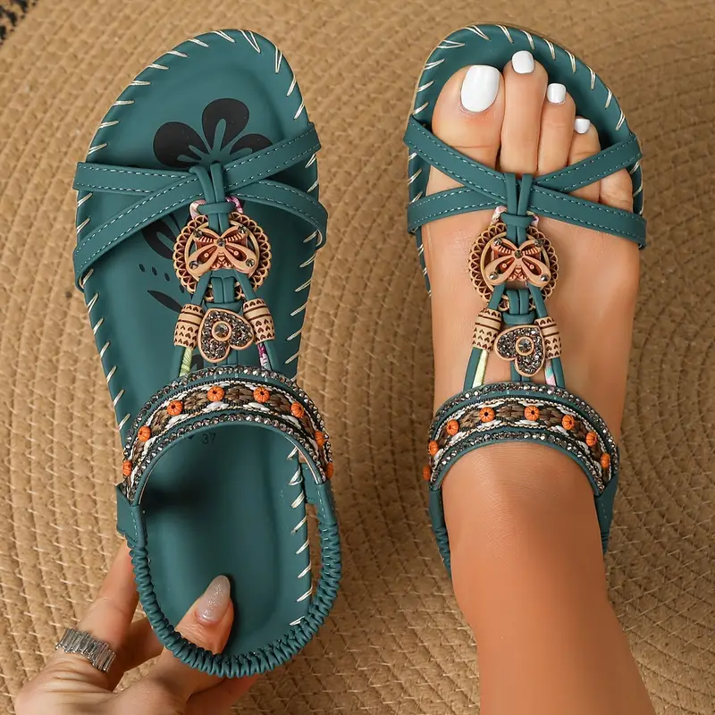 Akira boho-style open-toe elastic strap sandals