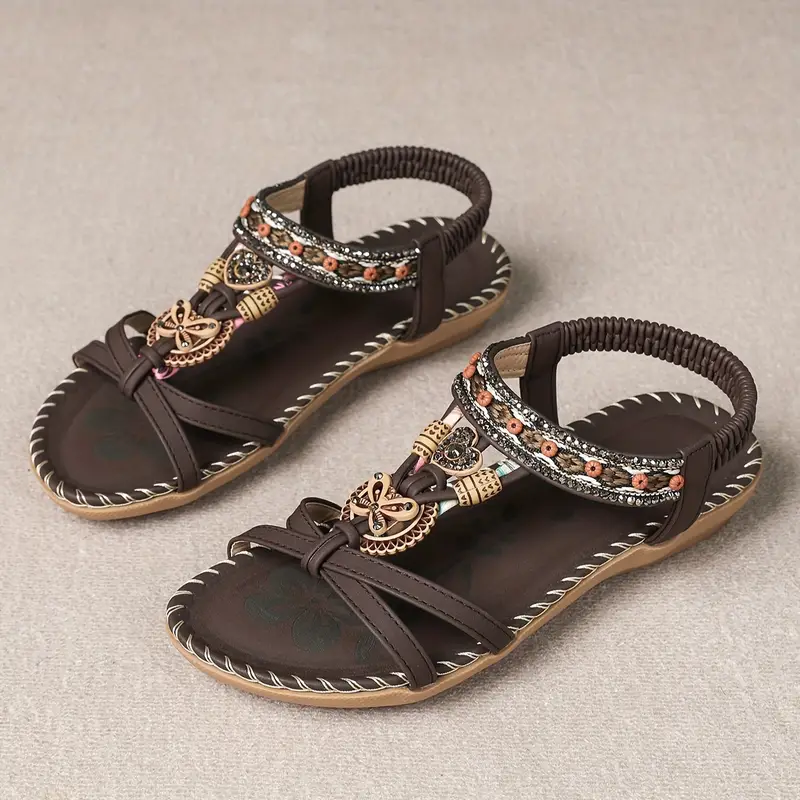 Akira boho-style open-toe elastic strap sandals