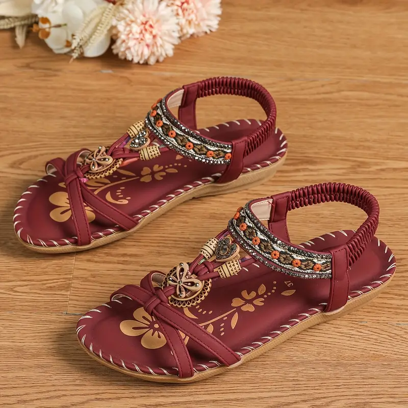 Akira boho-style open-toe elastic strap sandals