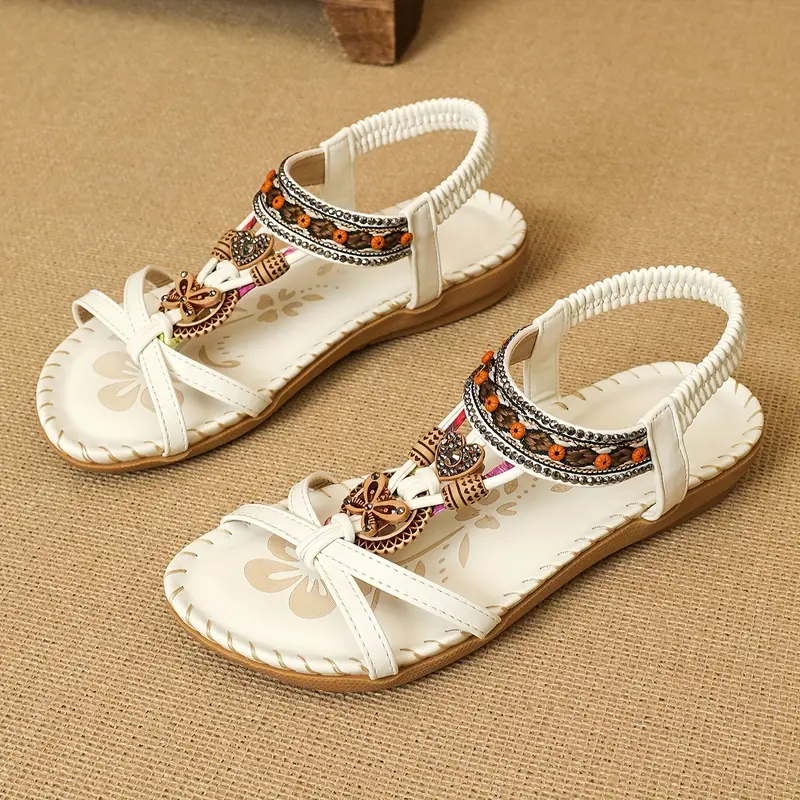 Akira boho-style open-toe elastic strap sandals