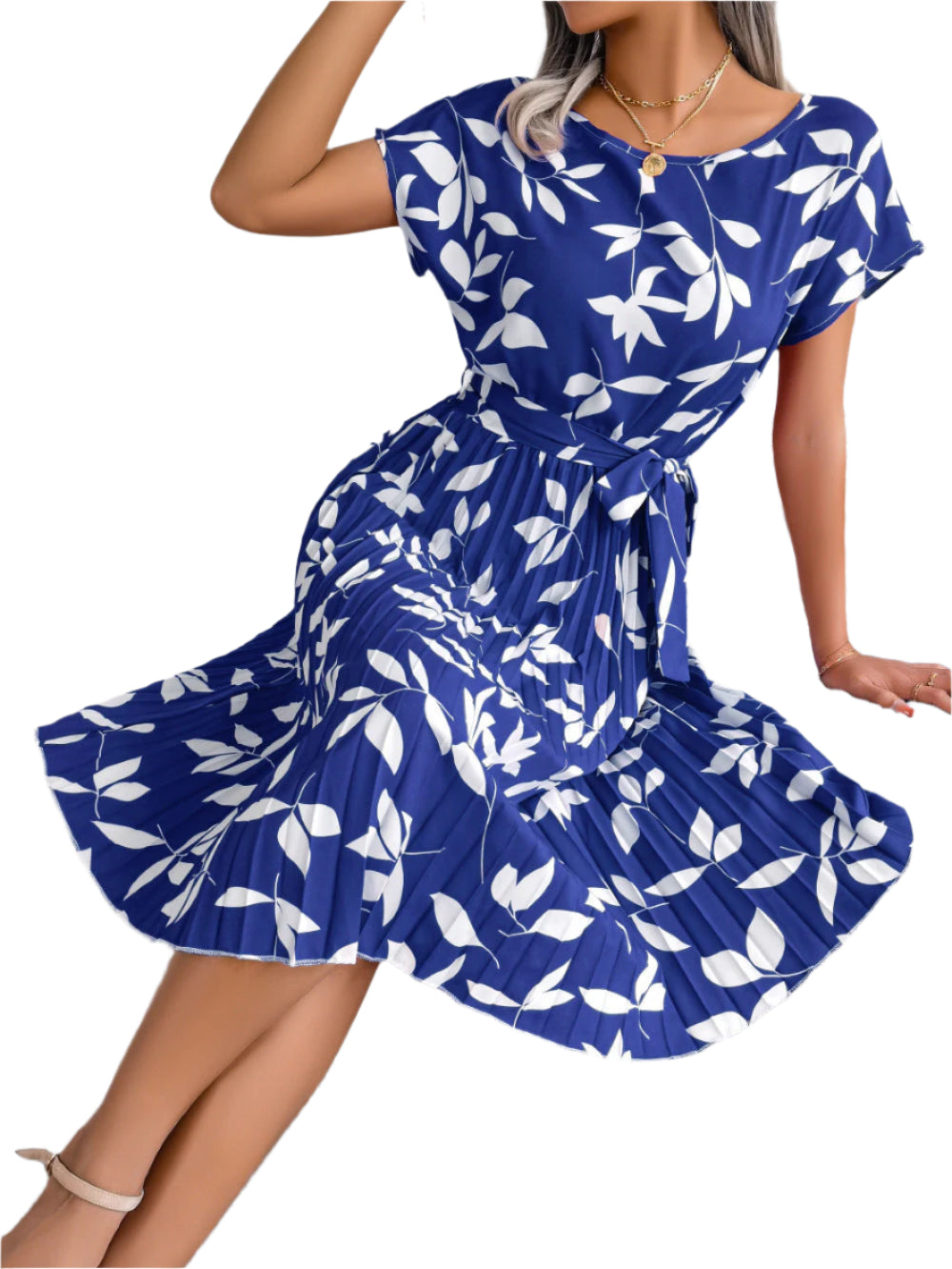 Aya - Leaf Pleated Dress