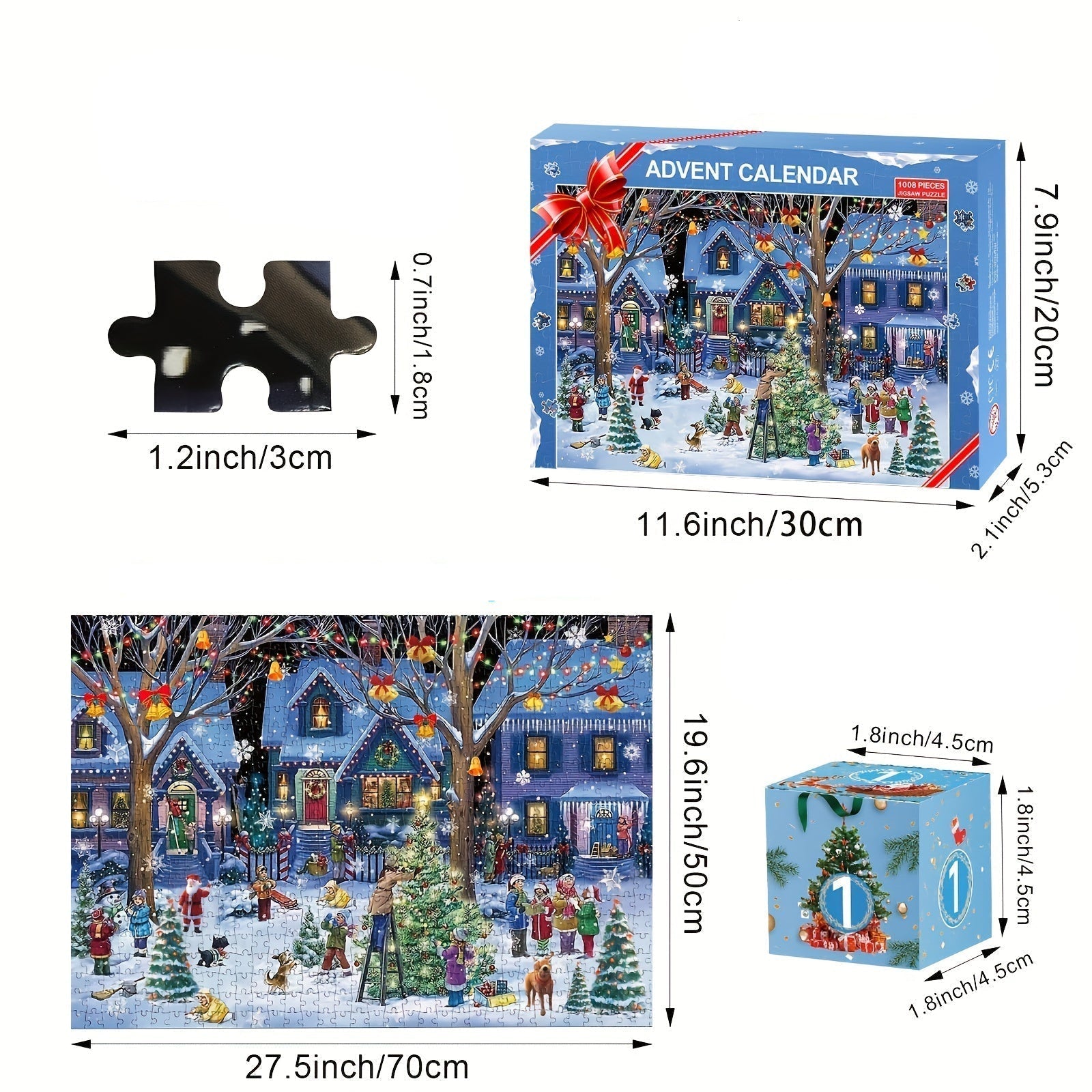 現代的なクリスマスビレッジアドベントカレンダーパズル