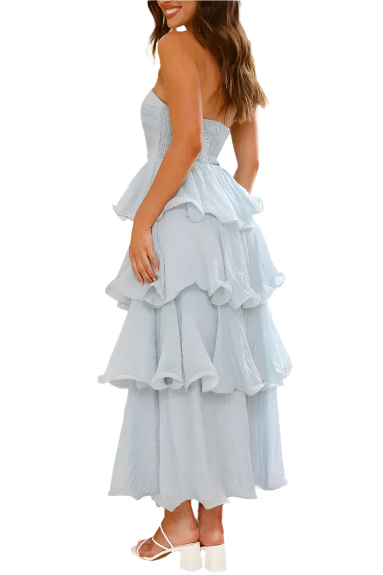 Ada - Strapless and backless dress with playful layered ruffles