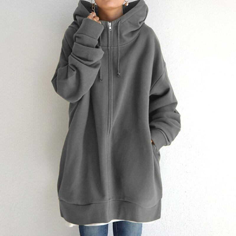 Mitsuko - Oversized Hoodie with Zipper and Pockets