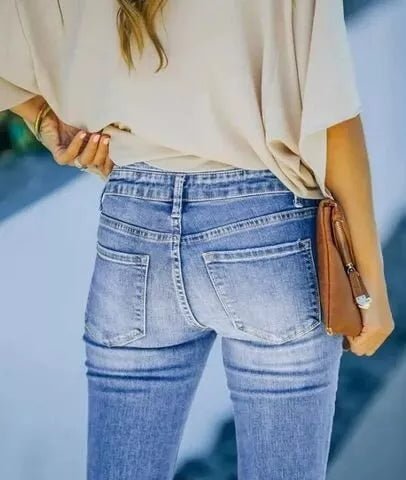 Ray - Buttoned High-Waisted Denim Pants