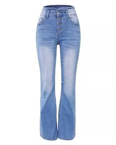 Ray - Buttoned High-Waisted Denim Pants