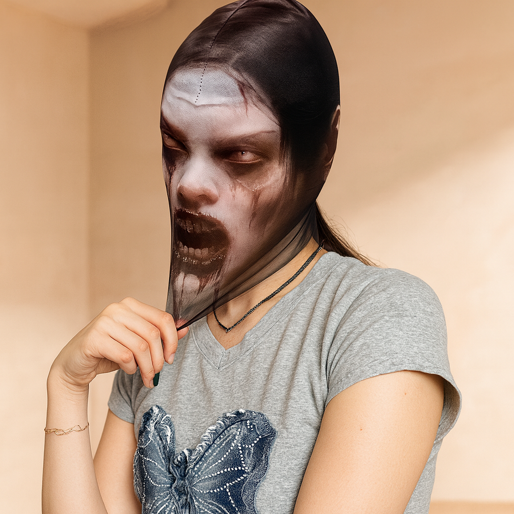 Phantom Veil Horror Mask – Washable Mesh Mask for Halloween and Cosplay