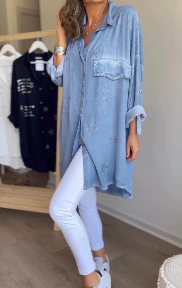 アルヴァ- スタープリント シングルブレストシャツ