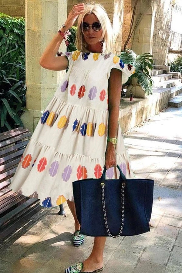 Brunhilde - Short Sleeve Floral Ruffle Dress